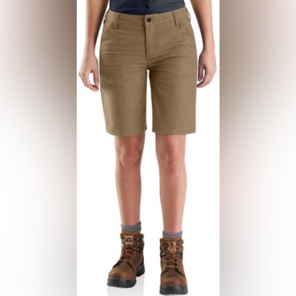 NWT Carhartt Professional Rugged Series Loose Fit Tan Khaki Work Shorts Womens 4